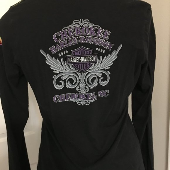 Harley Davidson Skull Cherokee NC Long Sleeve Top Size Small  Har2 - Picture 3 of 6